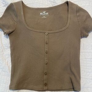 Tan waffle knit Hollister Top